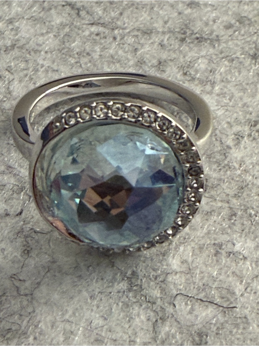SWAROVSKI RING, Size 52 / U.S. Size 6, Crystal Lazo Halo Ring in Pale Blue, NEW.